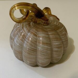 Elegant Glass Pumpkin Decor in Brown and Gold small